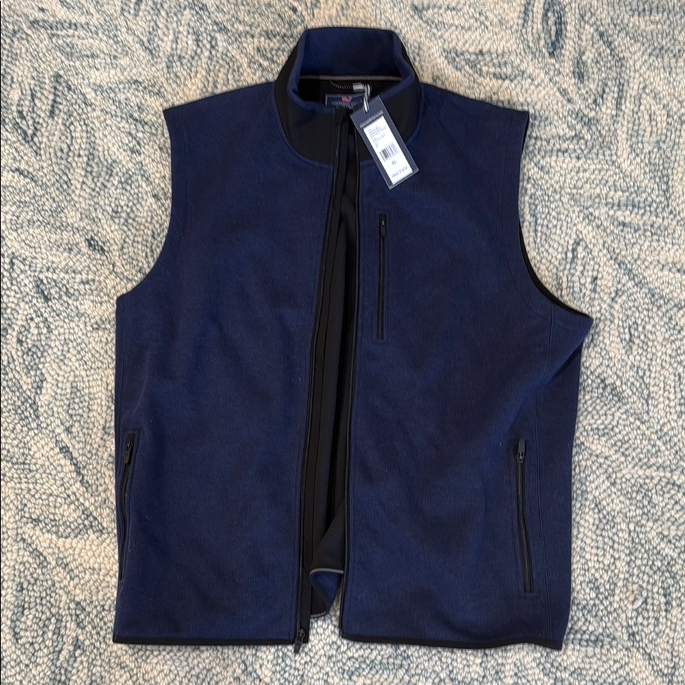 Vineyard Vines Blue Vest with High Collar